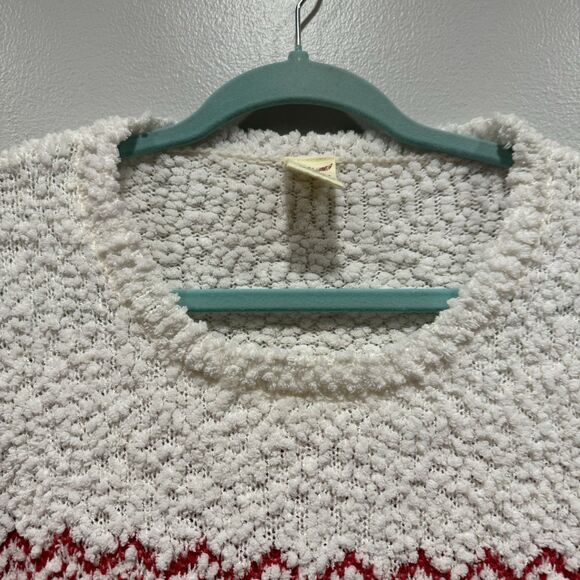 Sweater Fair Isle Nordic White Red Long Sleeve Snowflake Soft Winter Women Small - Picture 3 of 6